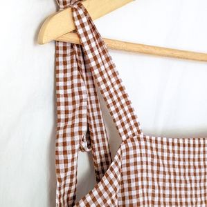 Breath of Youth *large* dress gingham brown bow tie style